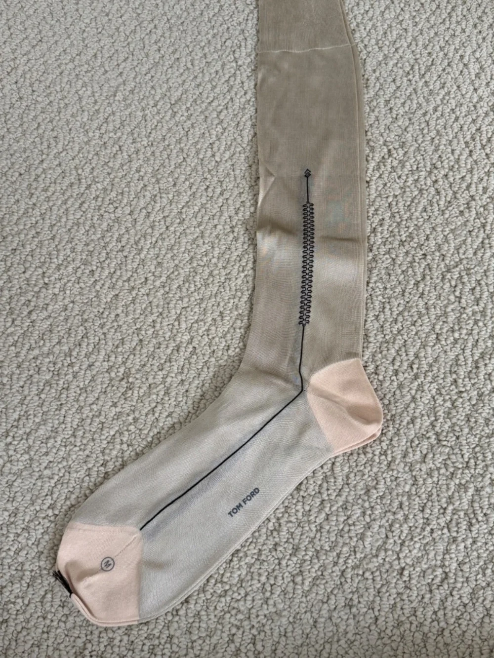 Tom Ford Golden Beige Sheer Silk Blend Knit Over the Calf High Dress Socks